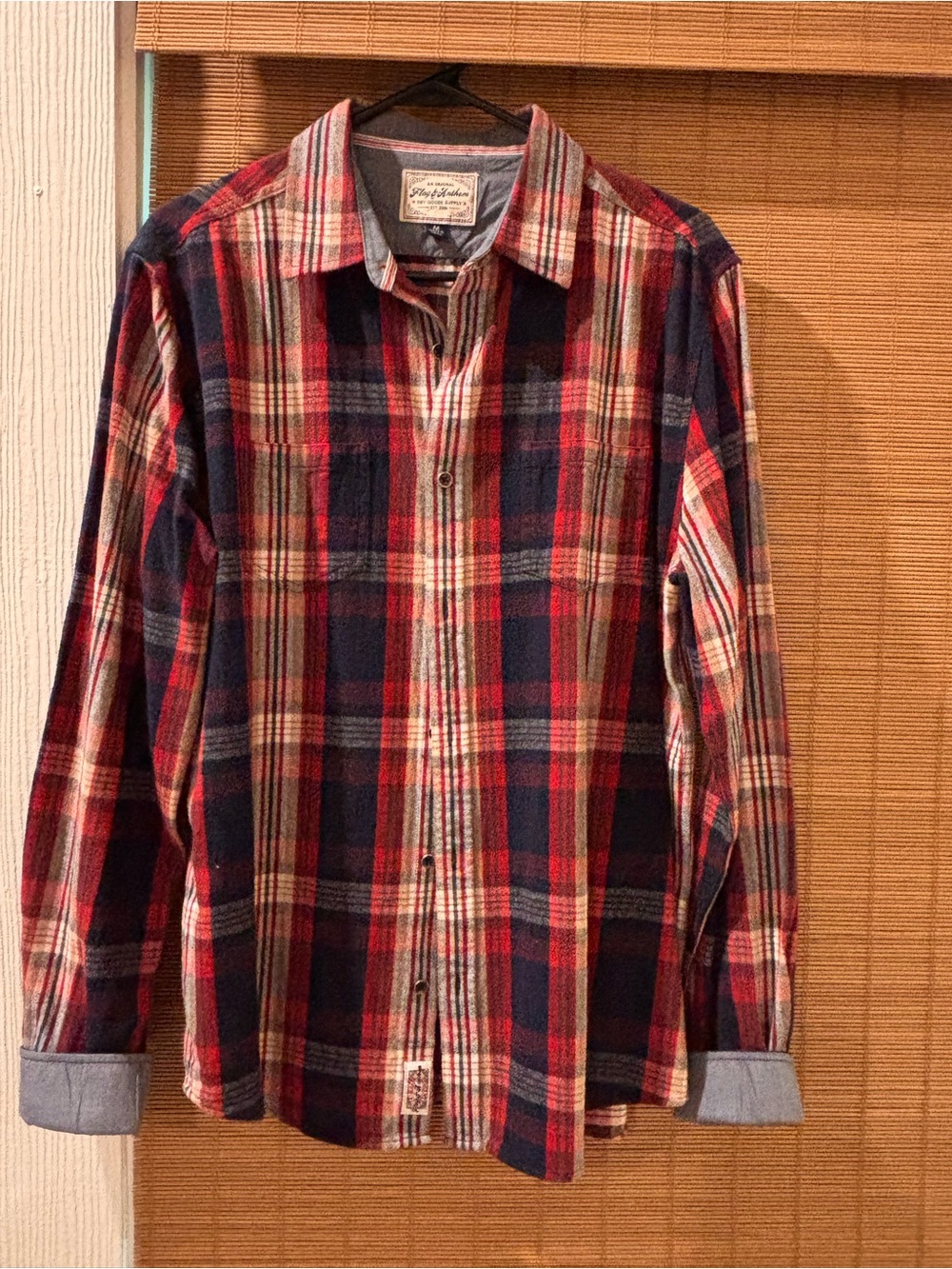 Red & Navy Plaid Button-Up Shirt